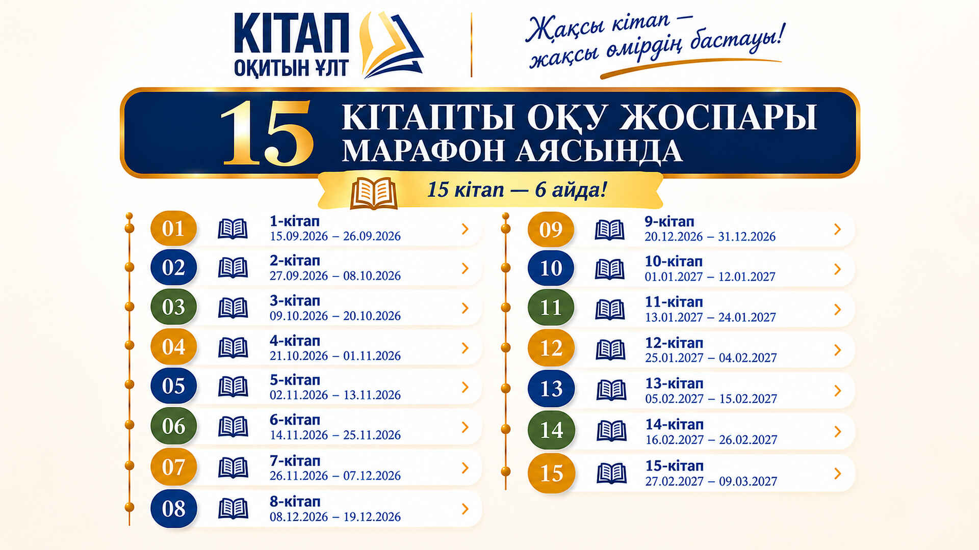 «КІТАП ОҚИТЫН ҰЛТ» МАРАФОНЫ ҚАТЫСУШЫЛАРЫНЫҢ НАЗАРЫНА!